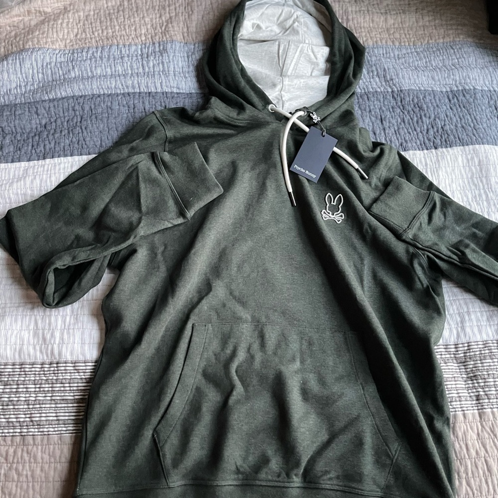 Psycho Bunny Green Short-Sleeve Hoodie Sweatshirt